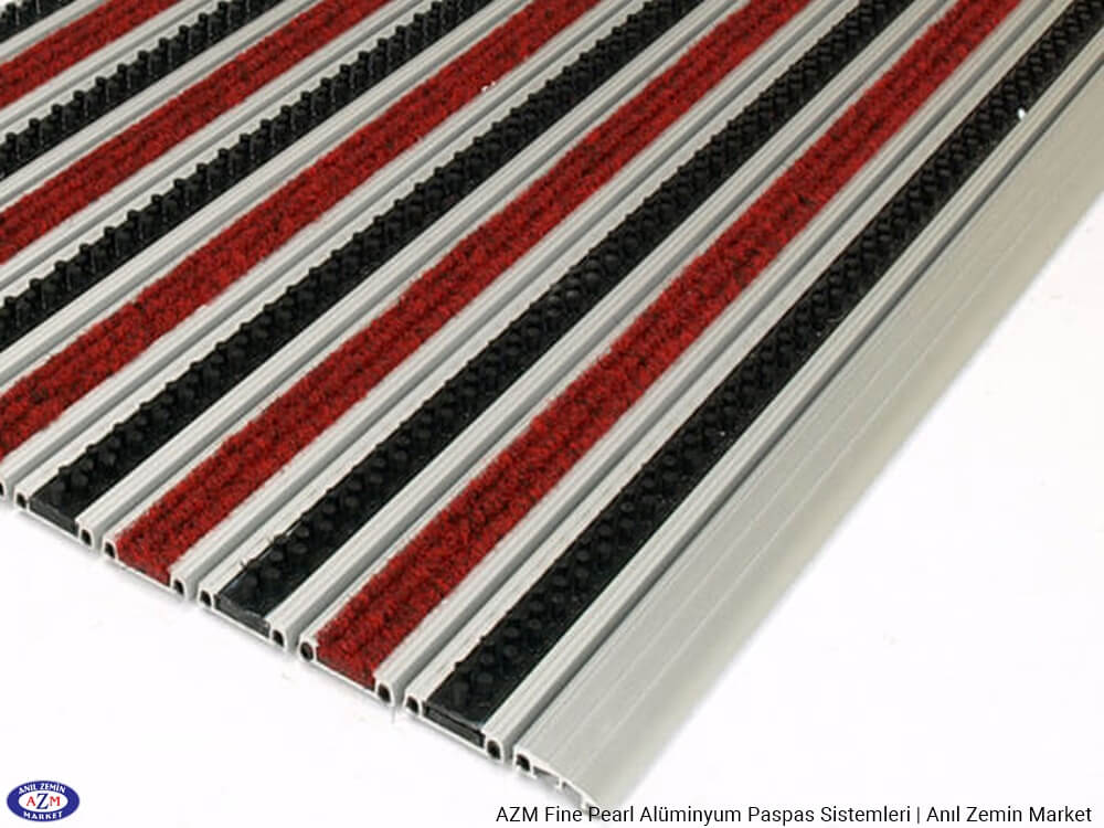 AZM Fine Pearl Dış Mekan Alüminyum Paspas 10 mm 10 AZM Fine Pearl 76 3020 Aluminyum Govdeli Yuvarlak Fircali kirmizi halili Paspas 2026