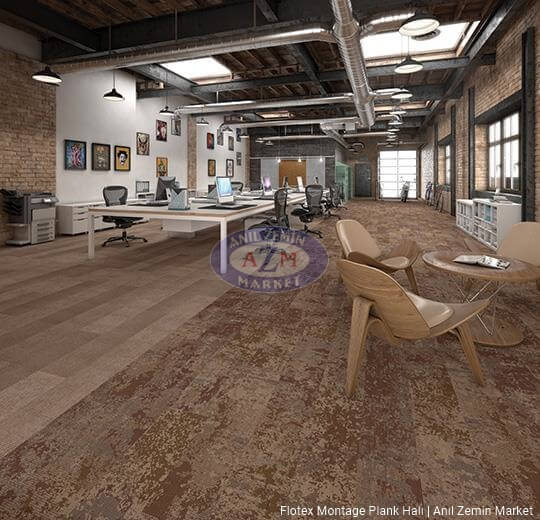 Flotex Montage Plank Halı 3 flotex montage plank karo halı uygulama 147008 tundra
