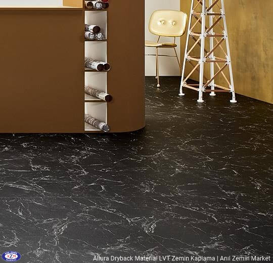 Allura Dryback Material siyah mermer desenli pvc vinil LVT zemin kaplama 63455DR7-63455DR5 black marble (100x100cm)1