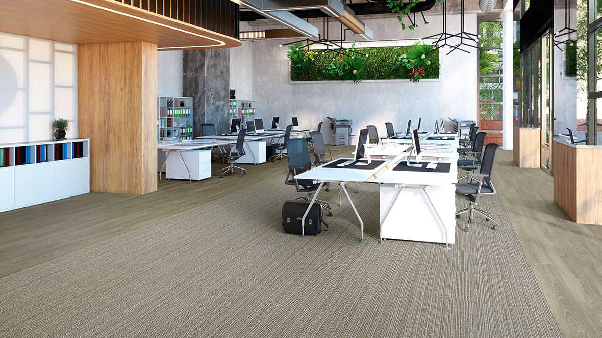 Tessera Struktur 2 Linear Karo Halılar 3 AZM Tessera karo halı 4403 Kaffe Korn Allura Flex lvt 63408 greywashed timber
