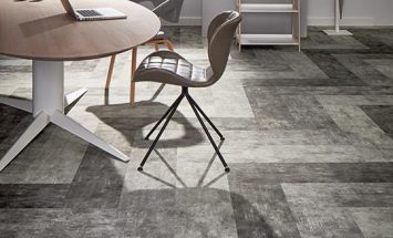 Flotex Concrete plank karo halı 139003 smoke2 beton desenli karo ofis halısı