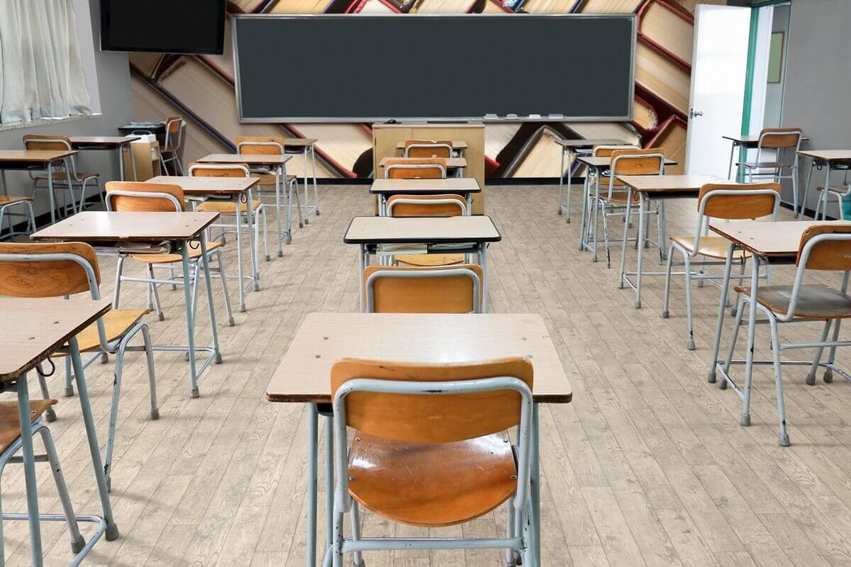 Altro Wood Heterojen PVC Zemin Kaplama 6 Anıl Zemin Education Classroom Ranch Oak altro Wood heterojen vinil pvc