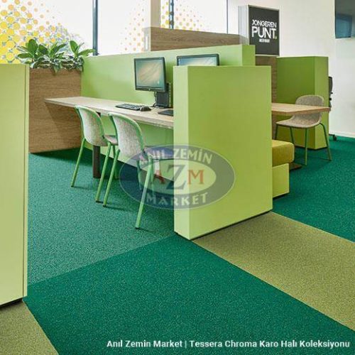 Tessera Chroma Karo Halılar 2 yeşil kombin karo halı ofis tasarımı - forbo flooring