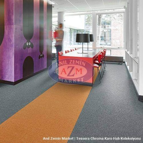 Tessera Chroma Karo Halılar 5 Turuncu ve gri karo halı - tessera karo halı - 50x50 halı
